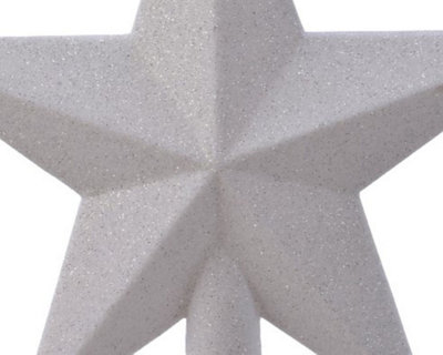 Winter White Christmas Tree Topper Star White Glitter Tree Decoration 19cm - 4