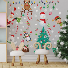 Winterland Friends Around The Tree Christmas Wall Stickers Living room DIY Home Decorations