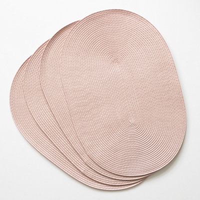 Wipe Clean Woven Oval Placemats Blush Set of 4 29cm x 44cm