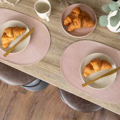 Wipe Clean Woven Oval Placemats Blush Set of 4 29cm x 44cm - 4
