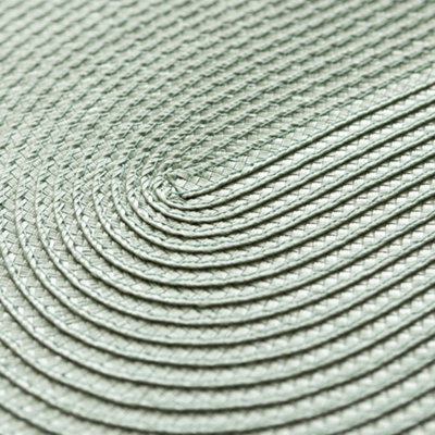 Wipe Clean Woven Oval Placemats Sage Green Set of 4 29cm x 44cm - 3
