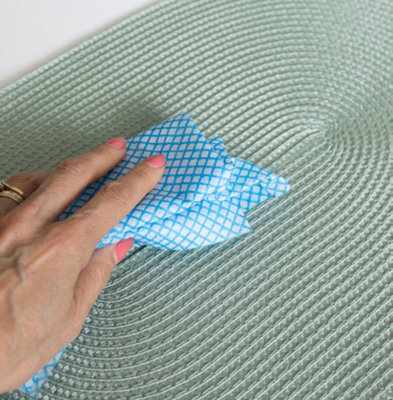 Wipe Clean Woven Oval Placemats Sage Green Set of 4 29cm x 44cm - 5