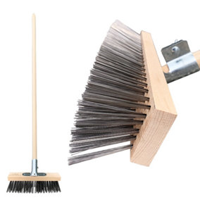 Wire Broom Stiff Metal Bristle Deck Scrub Brush for Removing Moss and Algae