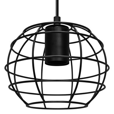 Wire Cage Globe Black Metal Pendant Light M0173
