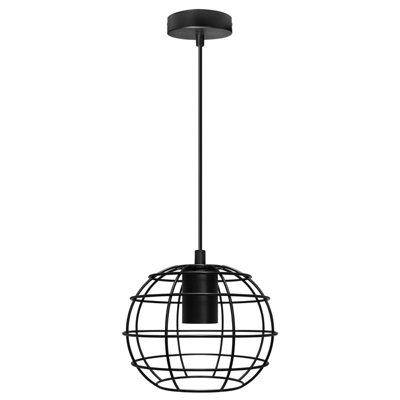 Wire Cage Globe Black Metal Pendant Light M0173