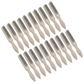 Wire Cleaning Brush 4 Rows of Steel Wire Bristles with Wooden Handle 20 Pack