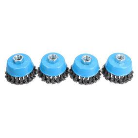 Wire Cup Brush Wheel 75mm for 115mm Angle Grinder Twist Knot 4 Pack