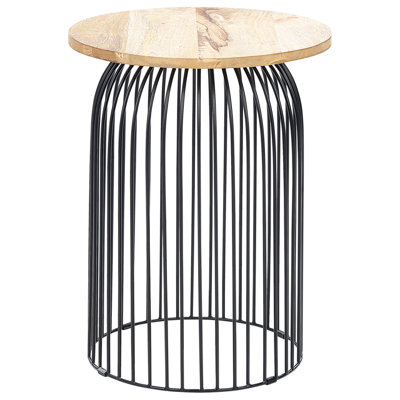Wire Frame Mango Wood Side Table Light and Black WILLS