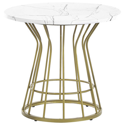 Wire Frame Marble Effect Coffee Table White with Gold CONCAN