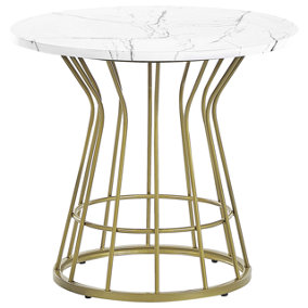 Wire Frame Marble Effect Coffee Table White with Gold CONCAN
