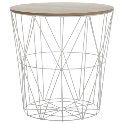Wire Frame Metal Storage Side Table White LANARK