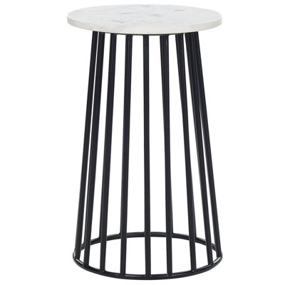 Wire Frame Side Table White Marble with Black TAREE