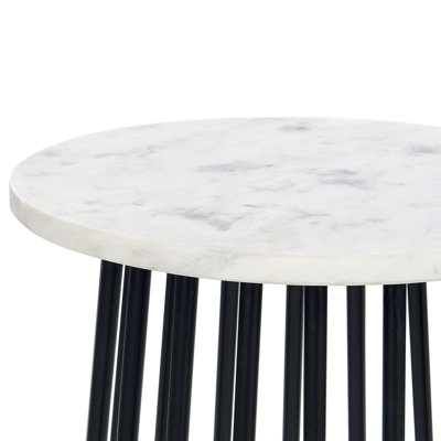 Wire Frame Side Table White Marble with Black TAREE