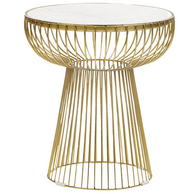 Wire Frame Side Table White Marble with Gold CHEYNES