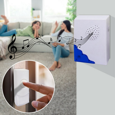 Wire Free Battery Operated Door Bell Kit 50m Range Waterproof Ring ...
