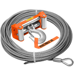 Wire Rope 26m X 12mm, Hole Fix. Roller Fairlead. 1/2 Inch Clevis Hook. For winches up to 17,500lb.