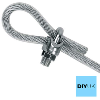 Wire Rope Clamp for 5mm Wire Rope Cable ( Pack of: 2 ) U Bolt Saddle Clips DIN 741 Galvanised Steel Clip Fastener - 4