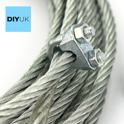 Wire Rope Clamp for 5mm Wire Rope Cable ( Pack of: 2 ) U Bolt Saddle Clips DIN 741 Galvanised Steel Clip Fastener - 6