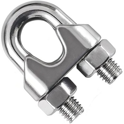 Wire Rope Clamp for 8mm Wire Rope Cable ( Pack of: 10 ) U Bolt Saddle Clips DIN 741 Galvanised Steel Clip Fastener