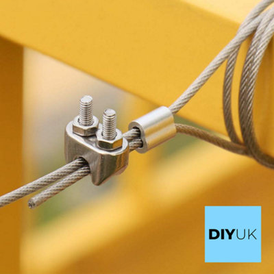 Wire Rope Clamp for 8mm Wire Rope Cable ( Pack of: 4 ) U Bolt Saddle Clips DIN 741 Galvanised Steel Clip Fastener