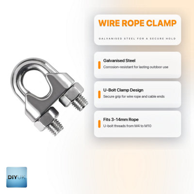 Wire Rope Clamp for 8mm Wire Rope Cable ( Pack of: 4 ) U Bolt Saddle ...