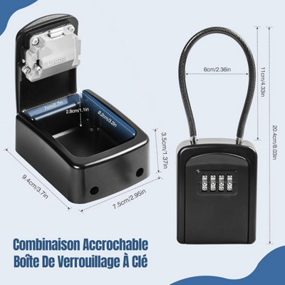 Wire Rope Key Box, 4 Digit Combination Security Key Box Outdoor ...
