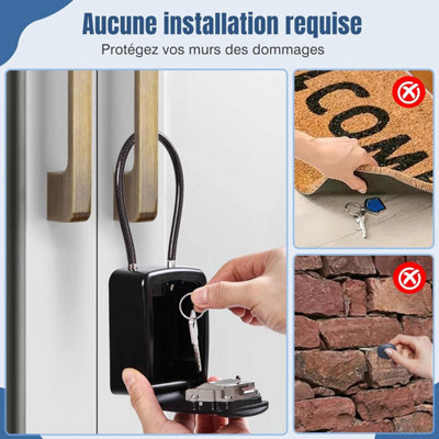 Wire Rope Key Box, 4 Digit Combination Security Key Box Outdoor ...