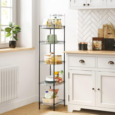 Wire Storage Shelving, Metal Kitchen Rack with Hooks, Adjustable ...