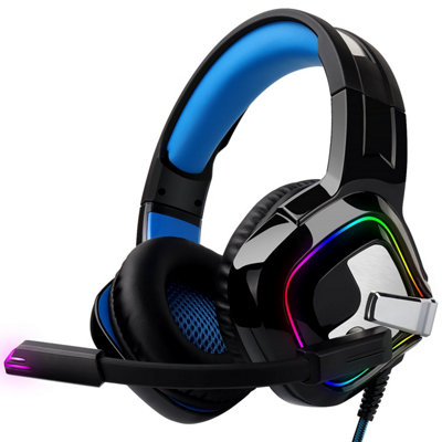 Wired Gaming Headset- Adjustable Noise Cancelling Mic- RGB Lighting- Stereo Surround Sound- For PC, PS4, PS5, XBOX- August EPG100L