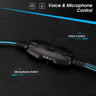 Wired Gaming Headset- Adjustable Noise Cancelling Mic- RGB Lighting- Stereo Surround Sound- For PC, PS4, PS5, XBOX- August EPG100L