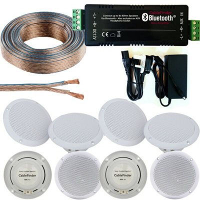 Wireless Bluetooth Amplifier & 8x 80W Ceiling Speaker Kit Home Hi Fi Amp System DIY at B&Q