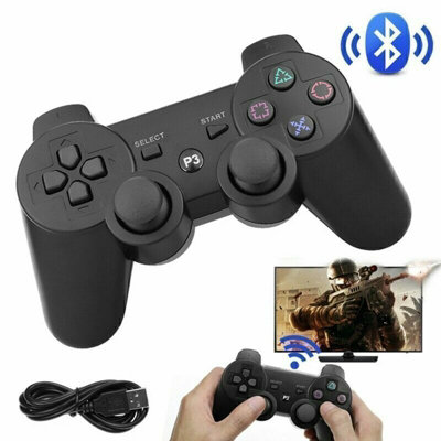Wireless Bluetooth Controller For PS3 – Upgraded Joysticks, Black, Plug & Play