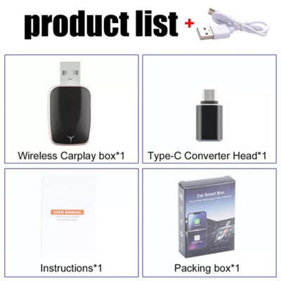 Wireless Carplay & Android Auto USB Adapter for Wired Systems - Plug & Play
