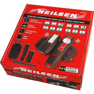 Wireless Charging Led Work Light & Torch Twin Pack (Neilsen CT5351)
