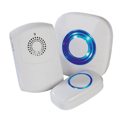 Wireless Doorbell Set with 250m Range, Bell Push, Vibrating Pager, Chime with Flashing Light, 52 Melodies & 4 Volume Settings