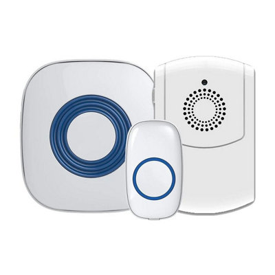 Wireless Doorbell Set with 250m Range, Bell Push, Vibrating Pager, Chime with Flashing Light, 52 Melodies & 4 Volume Settings