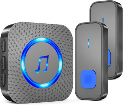 PHYSEN Wireless Doorbell Kit – 2 Transmitters + 2 Receivers, 1300ft Range, 58 Melodies, 5 Volumes, LED Flash, Waterproof