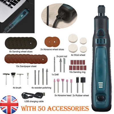 Wireless Electric Mini Drill Grinder Engraving Pen Rotary Tool Set ...