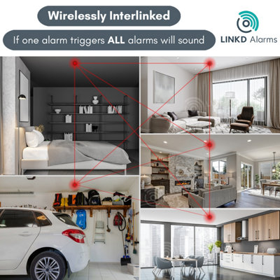 Wireless Interlinked Smoke Alarm, LINKD Alarms, 10 Year Battery, Scotland & England Compliant - Compatible with other LINKD Alarms