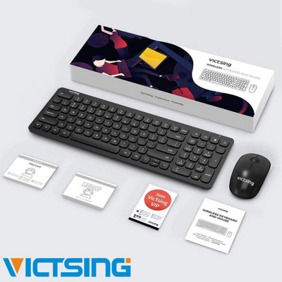 Wireless Keyboard And Mouse Set USB Dongle For PC Laptop Full Size 2.4GHz UK Keyboard