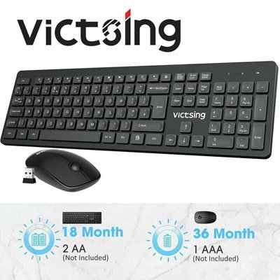 Wireless Keyboard And Mouse Set USB Dongle For PC Laptop Full Size 2.4GHz UK Keyboard