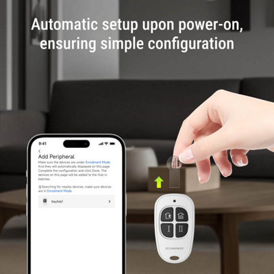 Wireless Keyfob: Simplified Control & Custom Buttons, Hub Required