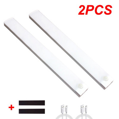 Wireless LED PIR Motion Sensor Light Strip USB Rechargeable Cabinet ...