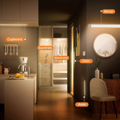 USB Rechargeable Wireless LED PIR Motion Sensor Light Strip – Under Cabinet & Closet Lighting – Cool/Warm White Options