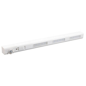 Wireless Motion Sensor LED Strip Light - Battery Powered Wall Mountable Indoor Lighting with 15 LEDs - Measures 28 x 2 x 2cm