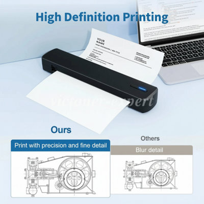 Wireless Portable A4 Bluetooth Thermal Printer Inkless High Speed ...