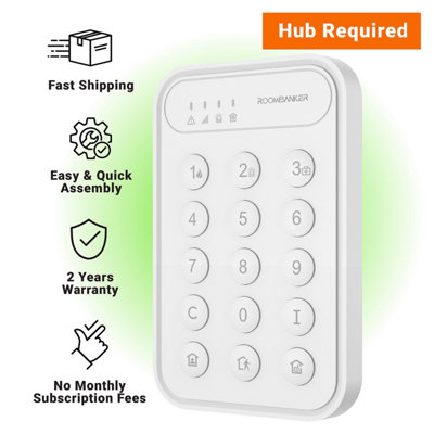 Wireless Security Keypad - Easy Arm/Disarm, Hub Required