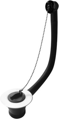 Wirquin WSO33SS 1."5 Sink Waste with black plastic plug, chrome chain and external overflow