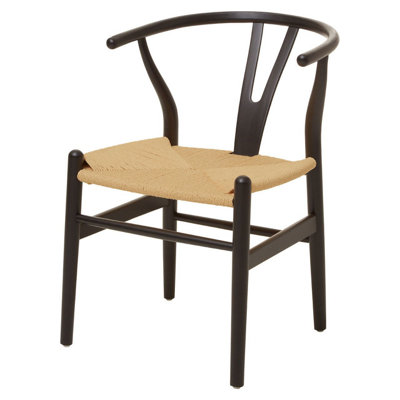 Wishbone Matte Black Beechwood And Hemp Weave Dining Chair