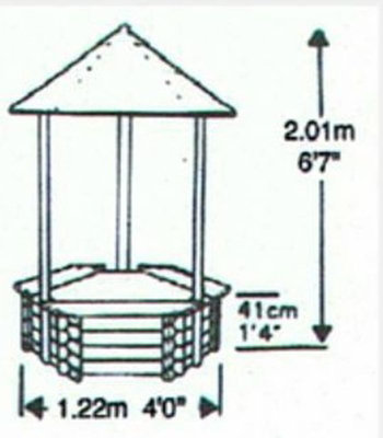 Wishing Well Planter - Timber - L63.5 x W122 x H201 cm